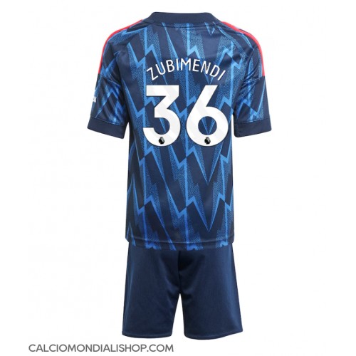 Maglie da calcio Arsenal Martin Zubimendi #36 Seconda Maglia Bambino 2025-26 Manica Corta (+ Pantaloni corti)
